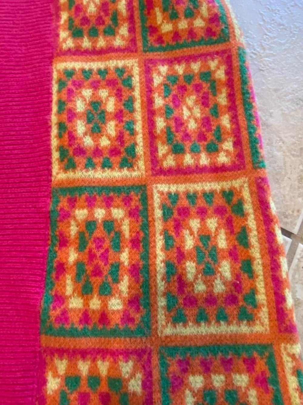 Long Open-Front Women's Cardigan in Pink Multi - Picture 3 of 8